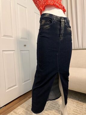 Hudson Jeans Dark Denim and Gold Ombre Pencil Skirt with Front Slit